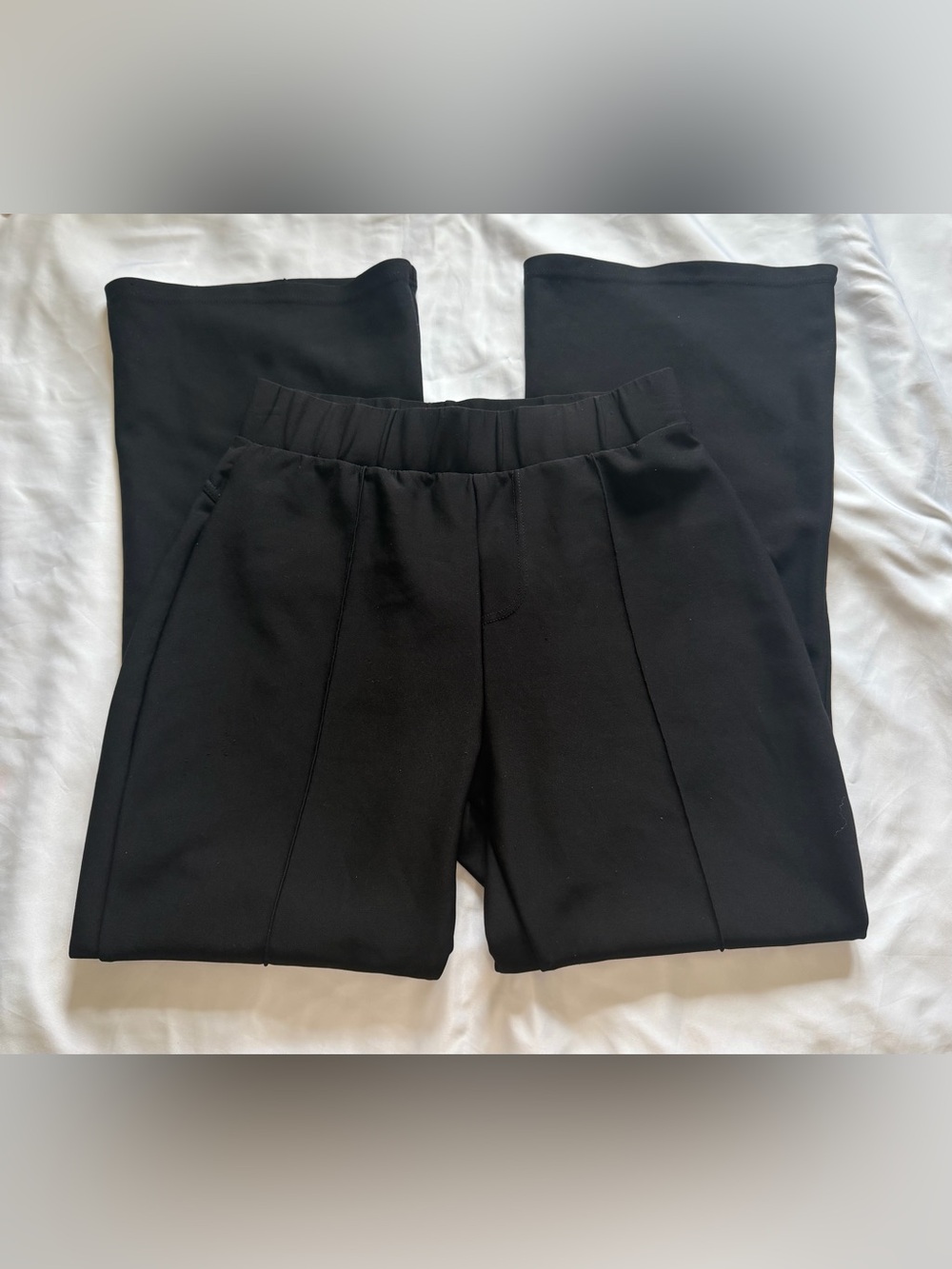 I Believe Black Wide Leg Flare Pants Y2K Stretch XL